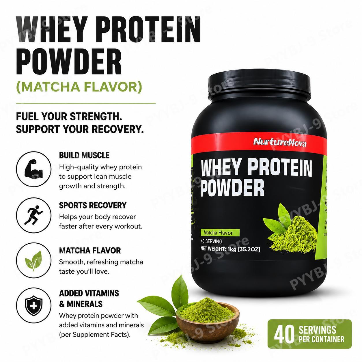 Nutrition Of Fitness - NurtureNova Whey Proteïnepoeder Matcha-smaak Voeding voor